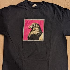 Noah NYC Black Tee with Pigeon Print